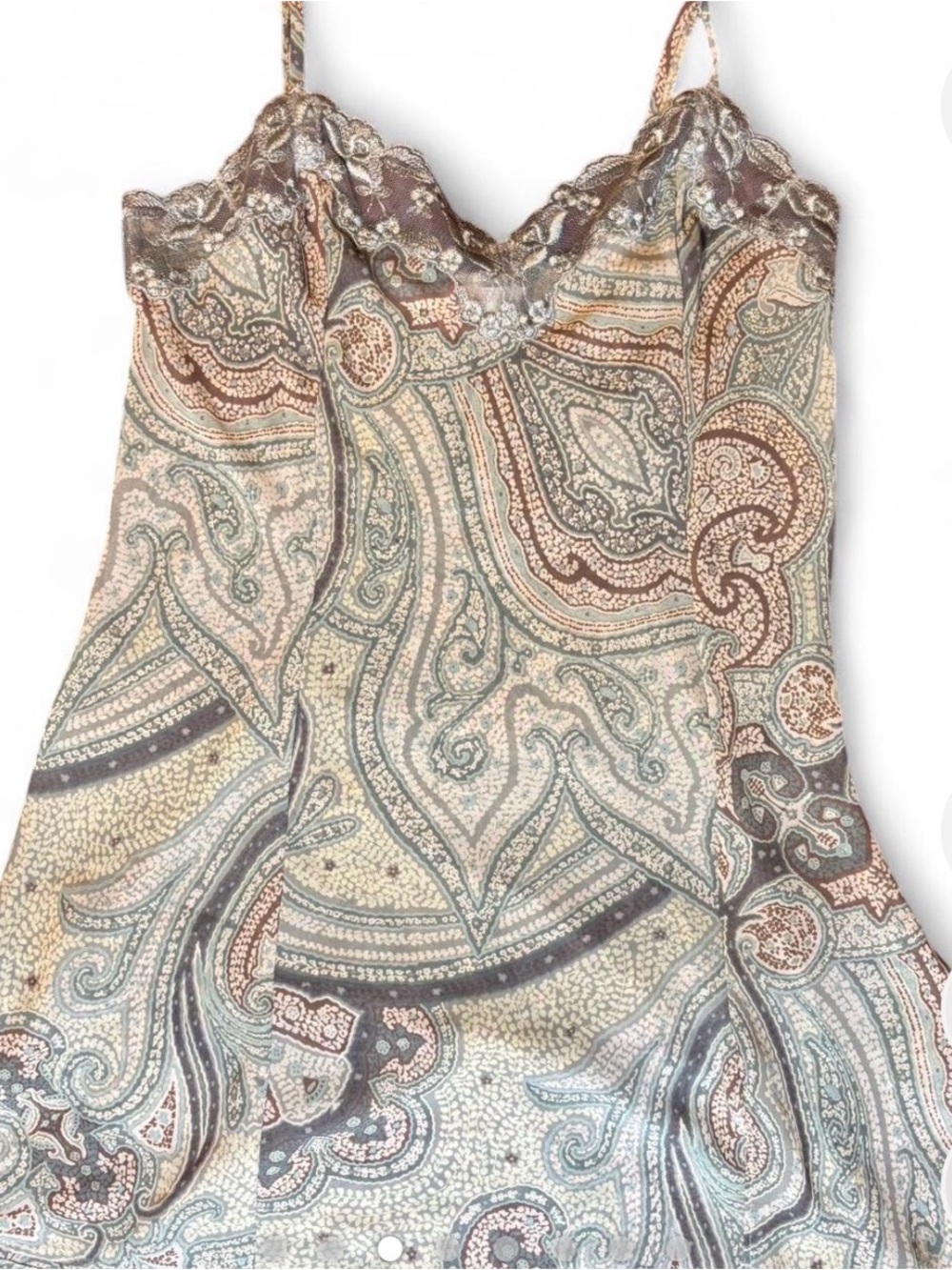 Victoria’s Secret y2k paisley babydoll slip dress with lace trim - Picture 3 of 8